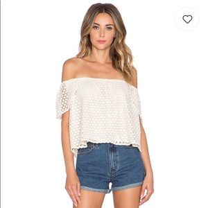 WORN ONCE ✨ off-the-shoulder creme eyelet top